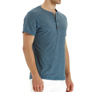 Belladomi Classic henley style Three button Short Sleeve T-Shirt